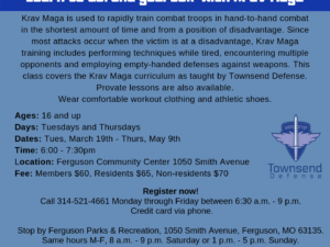 March thru May Self-Defense Classes at Ferguson Community Center